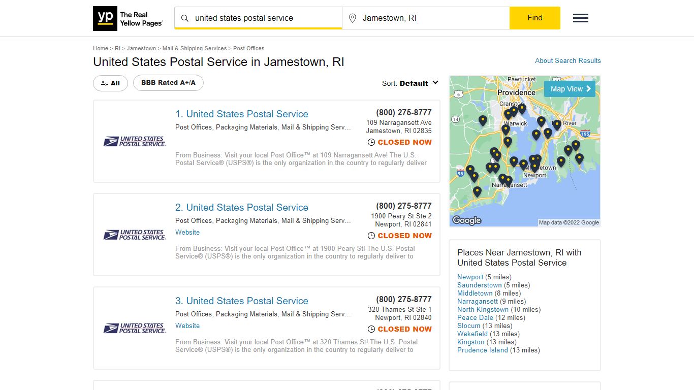 United States Postal Service Locations & Hours Near Jamestown, RI - YP.com