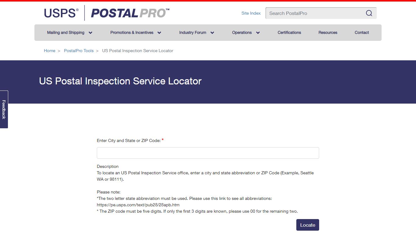 US Postal Inspection Service Locator | PostalPro